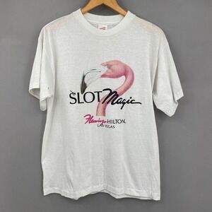 Designer Pro Flamingo Hilton Las Vegas Slot Magic T-Shirt Mens XL Vintage 90s